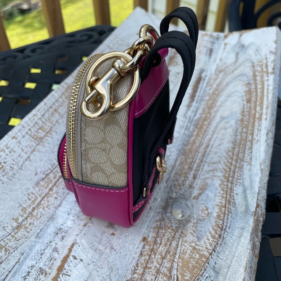 Coach Beige and Pink Mini Backpack Keychain Bag Charm - Picture 6 of 9